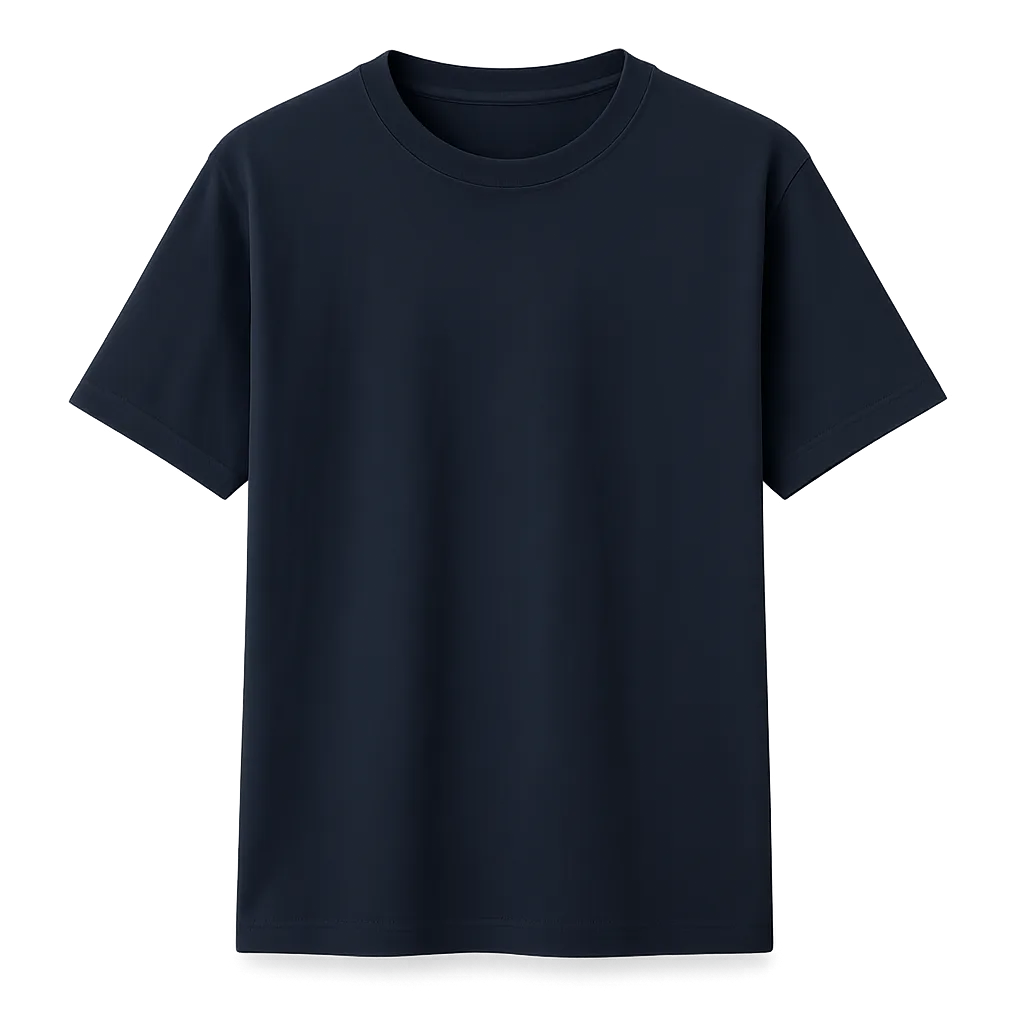 Navy t-shirt with a marked logo area on the chest